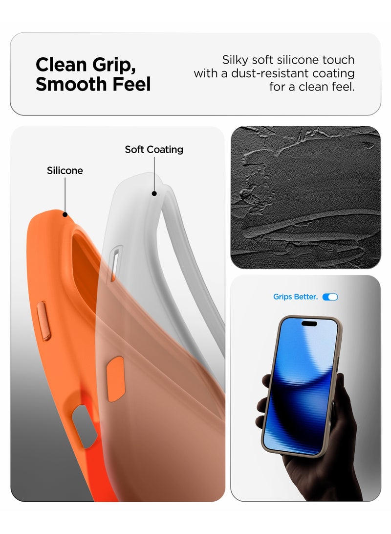Spigen Silicone Fit MagFit for iPhone 17 Pro Max MagSafe Case Cover - Cosmic Orange - Image 3
